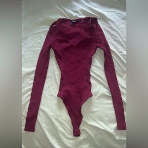 Windsor Burgundy Ribbed Bodysuit